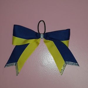 Blue and gold bow